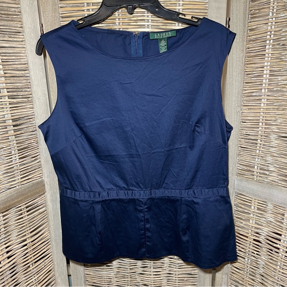 Lauren Ralph Lauren Navy Blue Poplin Women's Top - size 12